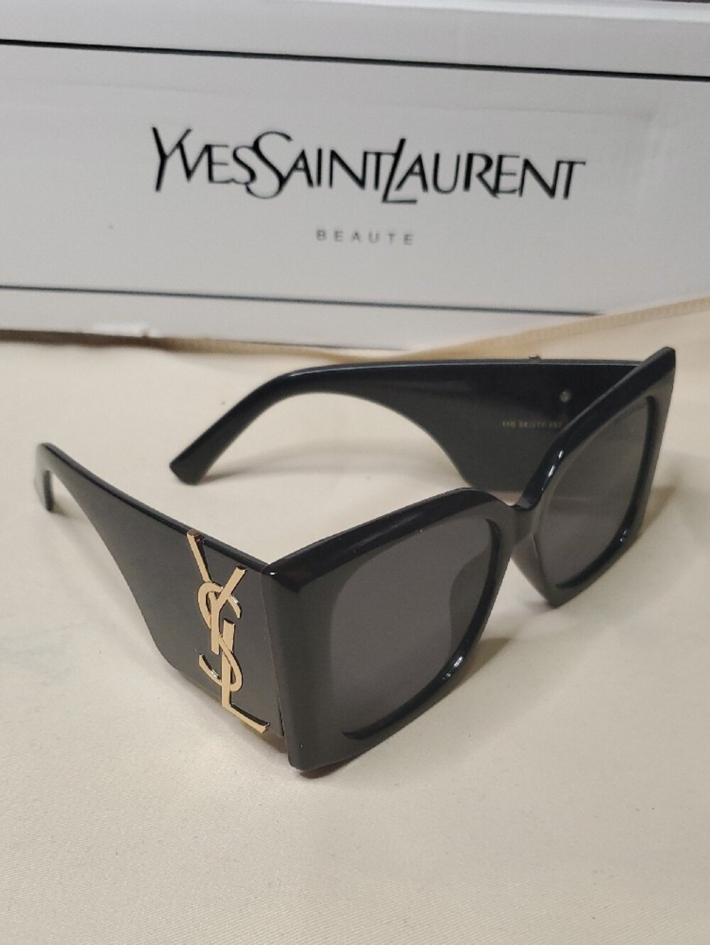 Yves Saint Laurent Black Sunglasses with Gold YSL Monogram